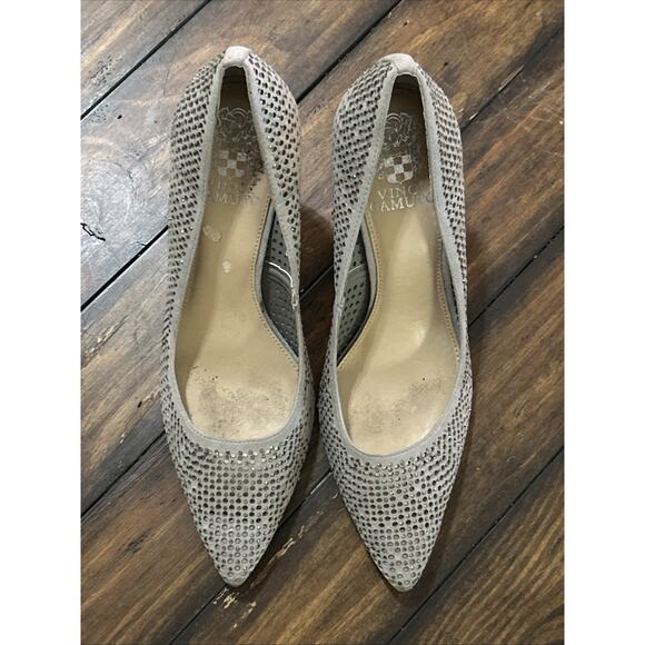 Vince Camuto Pointed Toe Mesh Heel Grey Silver Embellishments Size 8.5 - Picture 10 of 11
